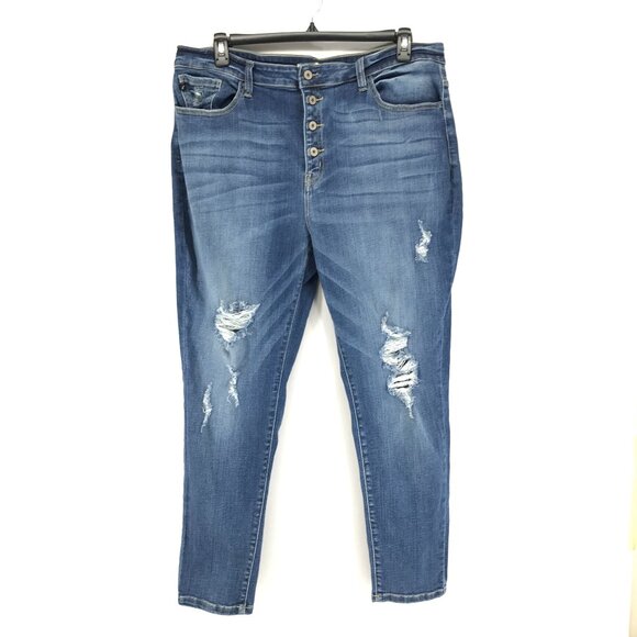KanCan Kurvy Ultra High Rise Skinny Stretch Jeans Women's Size 36 Distressed - Picture 1 of 12
